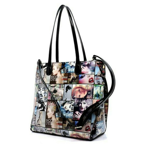 Glossy Magazine Cover Collage Satchel - Picture 3 of 4